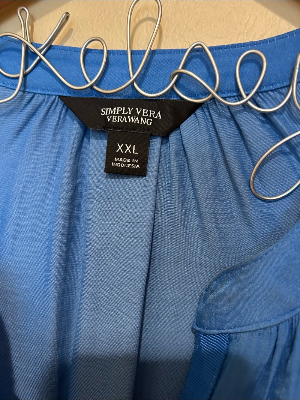 Simply Vera Vera Wang Royal Blue Long-Sleeve V-Neck Blouse XXL - Picture 3 of 9